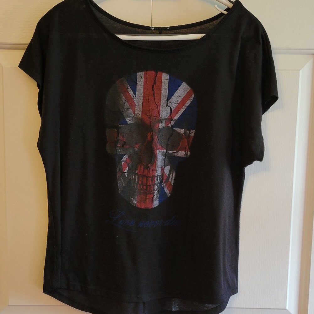 Relaxed fit Skull Graphic Cap Sleeve Tee